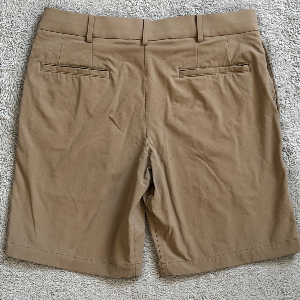 Men's Tan Flat Front Shorts - Picture 4 of 5